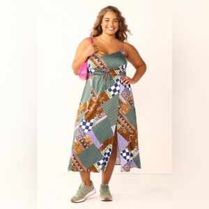 Rewind Juniors Girls Corset patchwork print Midi Slip Dress sz:XL